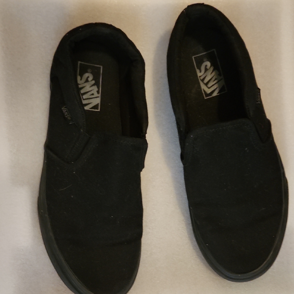 Vans Men's Black Canvas Slip-On Sneakers